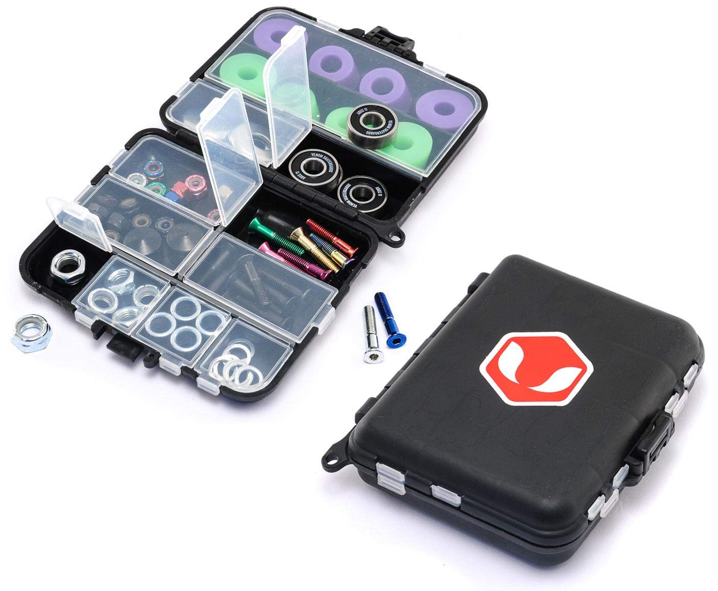 Venom Skateboards 47pc Premium Hardware Gift Pack inc Storage Toolbox/Bearings/Bolts + More!