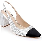 Jewel Badgley Mischka Tatum Slingback Block Heels with Capped Toe