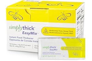 SIMPLY THICK SimplyThick EasyMix | 50 Count of 12g Individual Packets | Gel Thickener for those with Dysphagia & Swallowing Disorders | Creates An IDDSI Level 3 - Moderately Thick (Honey Consistency)