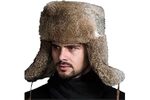 NWSTESLE Mens Fur Hat Ushanka Russian Hat Winter Trapper Hat for Mens with Earflap