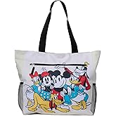 Disney Mickey Stitch Women Zip Tote Shoulder Bag Beach Travel Mesh Side Pockets