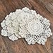 gracebuy Pack of 4PCS Beige 7 Inch Round HANDMADE Crochet Lace Placemats Coasters