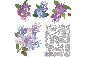 GLOBLELAND Lilac Flowers Cutting Dies for Card Making Ladybugs Floral Metal Die Cuts Spring Garden Lilacs Die Cut Dies for DI