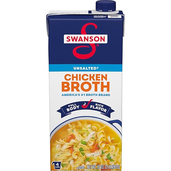 SWANSON S UNSALTED CHICKEN BROTH, 32 OZ CARTON