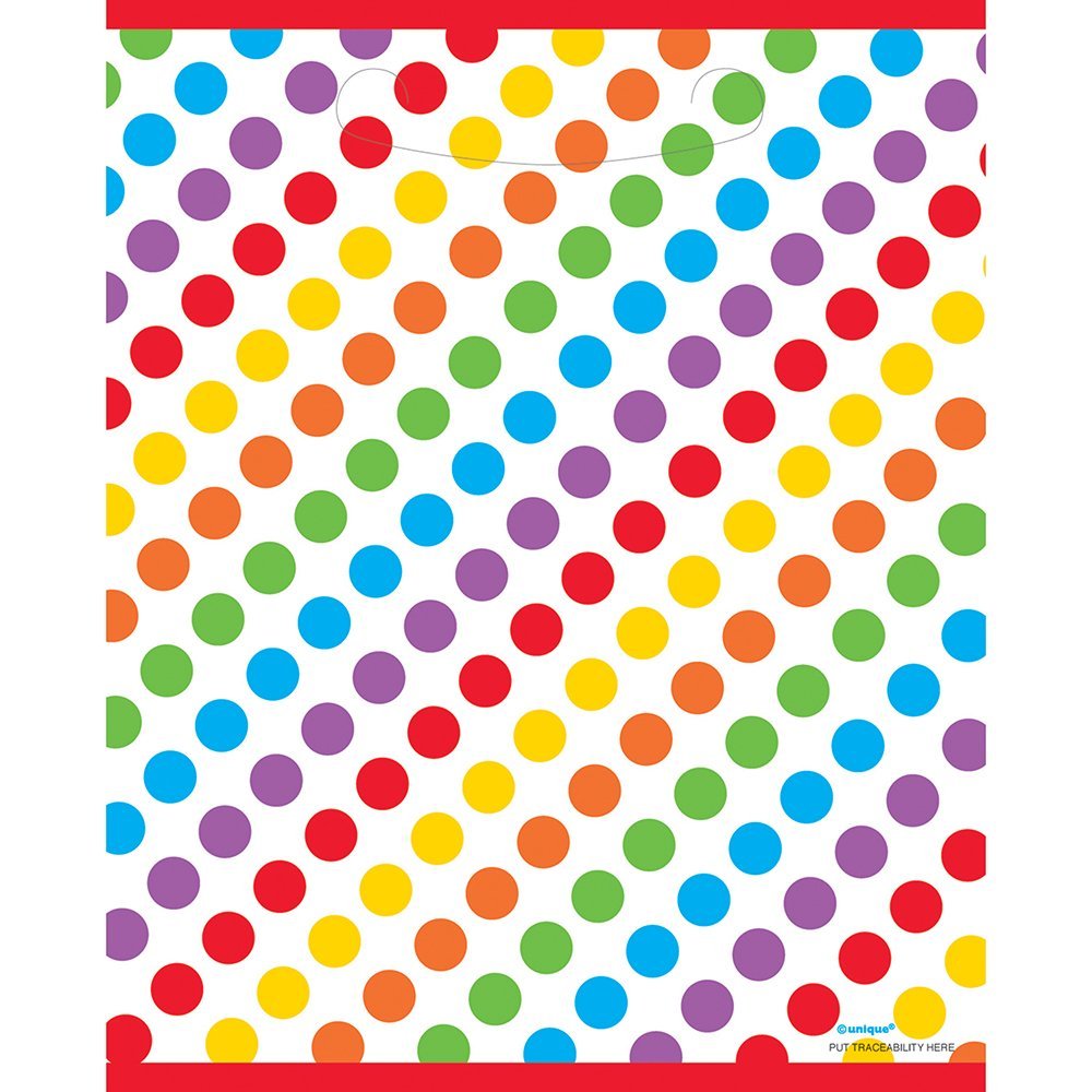 Rainbow Birthday Party Loot Bags (19cm x 27cm) Pack of 8 - Rainbow Dots Design, Vibrant & Eye-Catching Party Favor Bags for Kids