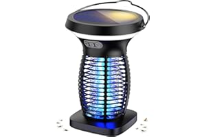 OnBeam Solar Bug Zapper Outdoor, Mosquito Zapper Outdoor Waterproof Electric Fly Zapper Rechargeable Mosquito Killer with Solar Panel, 4200V Fly Trap Indoor for Home Backyard, Patio, Garden, Camping