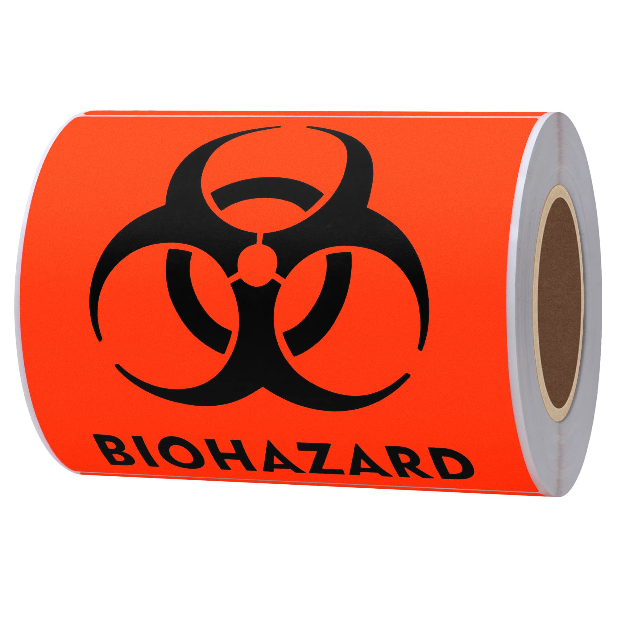 Hylabelest Biohazard Warning Labels 4x4 inch Fluorescent Red Orange Hazardous Stickers for Biological Hazard