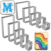 10PCS Rectangle Cookie Cutter &amp; Square Cookie Mold, Stainless Steel Kitchen Baking Supplies, Sandwich Cutters, 5 Sizes for Fondant Cake, Cookies, Biscuits &amp; DIY Party Decor (10PCS)