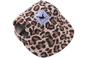 Harikaji Dog Hat,Dog Sunscreen Hat Baseball Cap Outdoor Sports Hat with Ear Holes Chin Strap Adjustable Hat for Small and Medium Dog Large Dogs (S, Leopard)