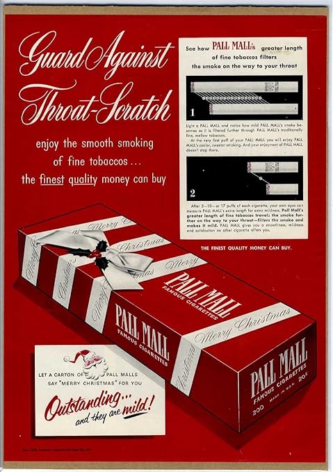 1952年 ポールモール Pall Mall タバコ イラスト 1950年代 アメリカ雑誌広告 インテリアポスターに たばこ広告 ホーム キッチン 通販 Amazon