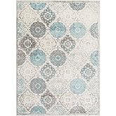 Home Dynamix Boho Andorra Transitional Damask Area Rug, Grey/Blue, 3'3"x5'2"