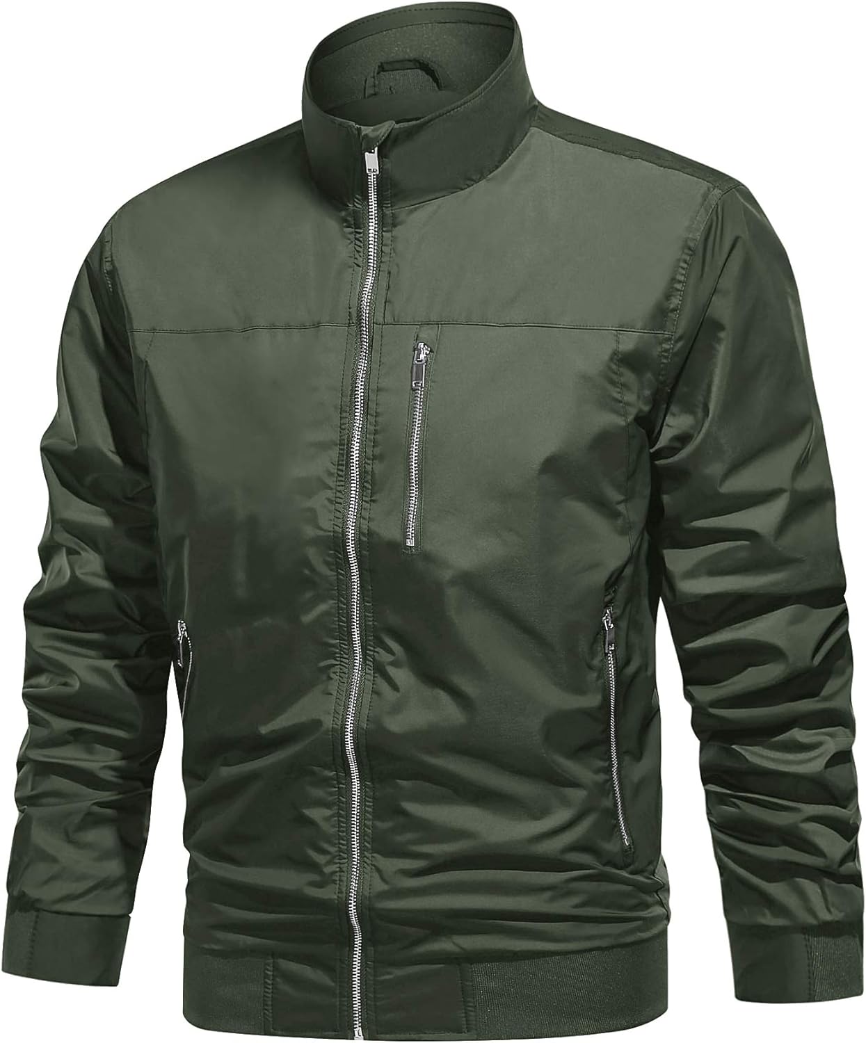 CRYSULLY Men's Lightweight Bomber Jacket Spring Casual Windproof Jacket