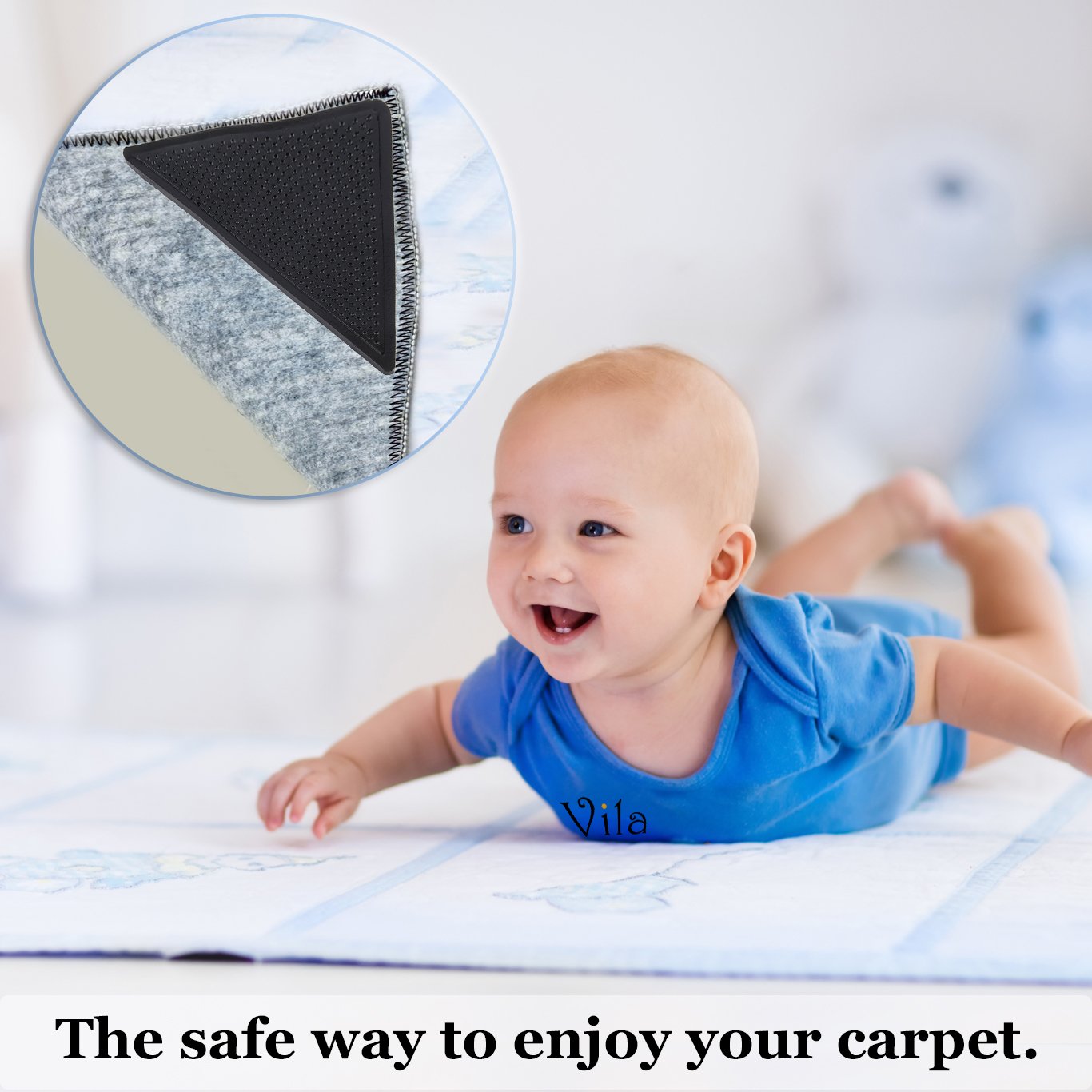 Review for 8 pcs. Rug Gripper by Vila Flattens Curled rug corners