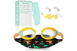 Pixel Panda Kids Swim Goggles with Fabric Strap for 3-14, No Hair Pulling, Anti-fog, Easy to Put on and off