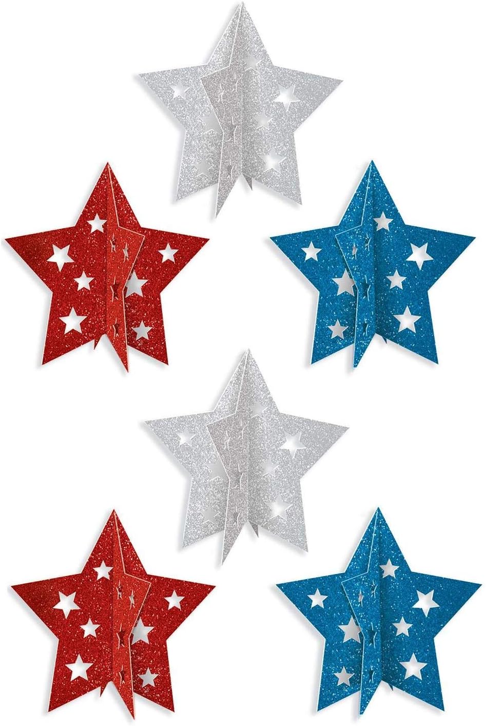 Online Sales Patriotic 5 Long 3 D Glitter Stars Centerpieces Pack Of 2 6 Stars Total Usa 4th Of July Happy Independence Day Party Table Supplies Themed Party Decor Good Reputation Maaun Net