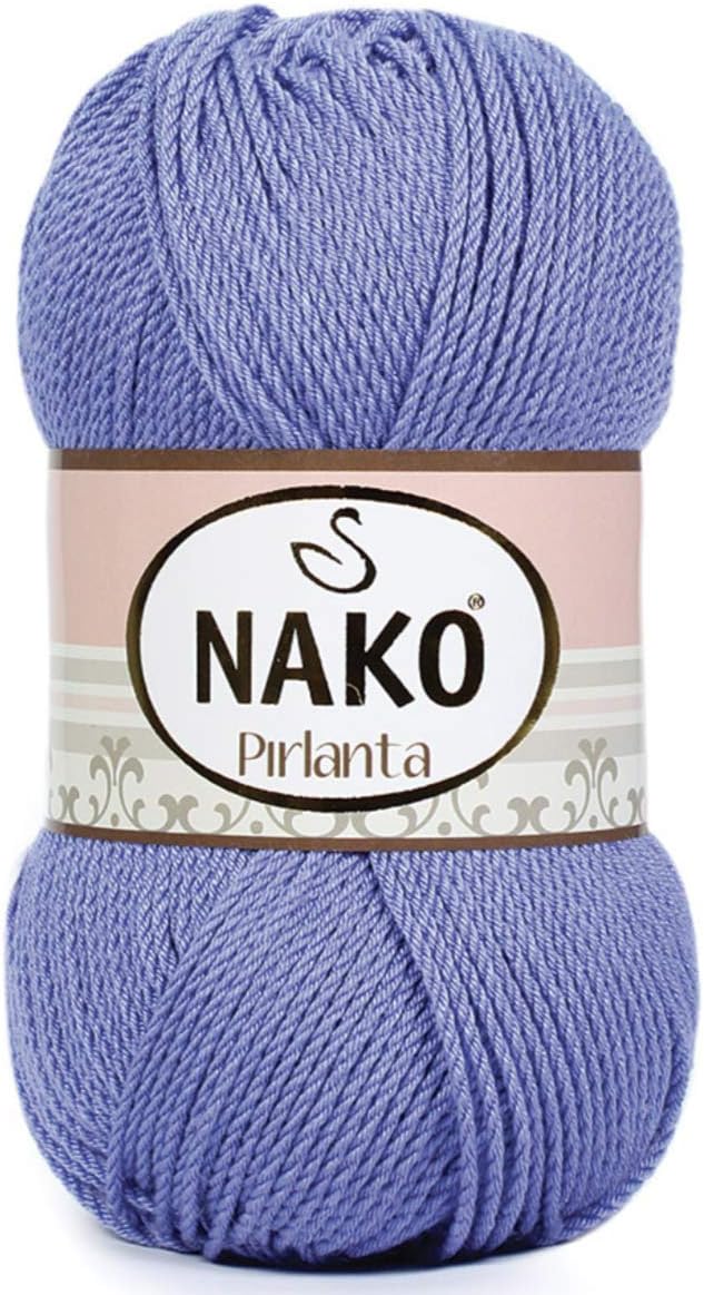 100% Micro Acrylic NAKO PIRLANTA Amigurumi Knitting Crochet Turkish Yarn Lot of 4 skeins 400gr 984 yds Color 237 Light Lilac