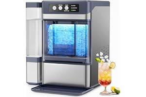 TUATNUT Ice Makers Countertop, 44lbs/Day Nugget Ice Maker with 0.8 Gallon Tank, Chewable Soft Pellet Ice Ready in 5 Mins， Stainless Steel Countertop Ice Machine with Self-Cleaning for Home, Office, RV