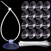 ANCIRS 30pcs 35mm Suction Cups with 50pcs Transparent Zip Ties, Clear | Rubber, Reusable, Easy to Use and Remove, for Home &amp; Kitchen, for Hanging Lightweight Decorations &amp; Organizing Cables