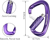 2 Pack Carabiner Clip 12KN Auto Lock Twist Lock D Shape Heavy Duty view 2