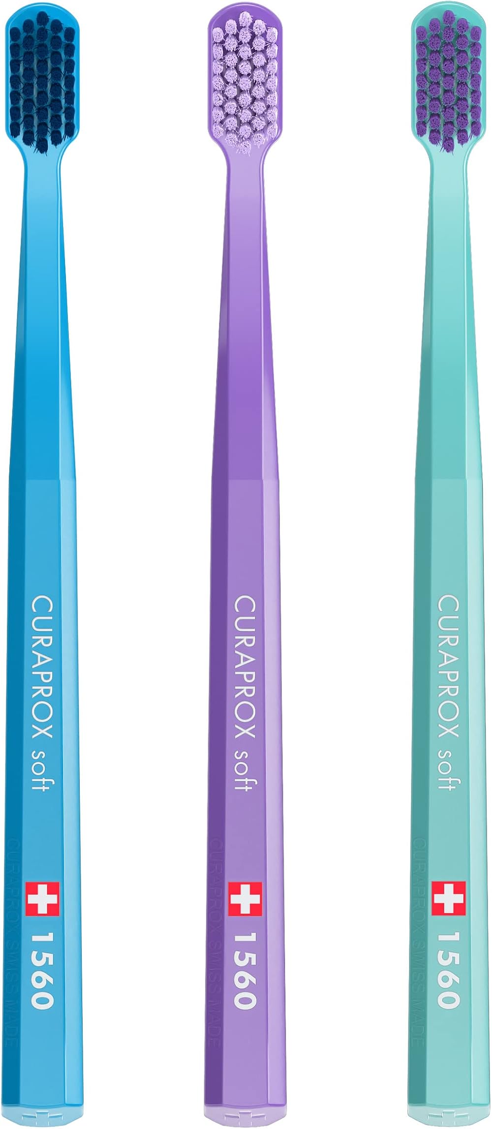Curaprox Swiss 1560 Soft Toothbrush 0.15mm 3 Pack Assorted Colors