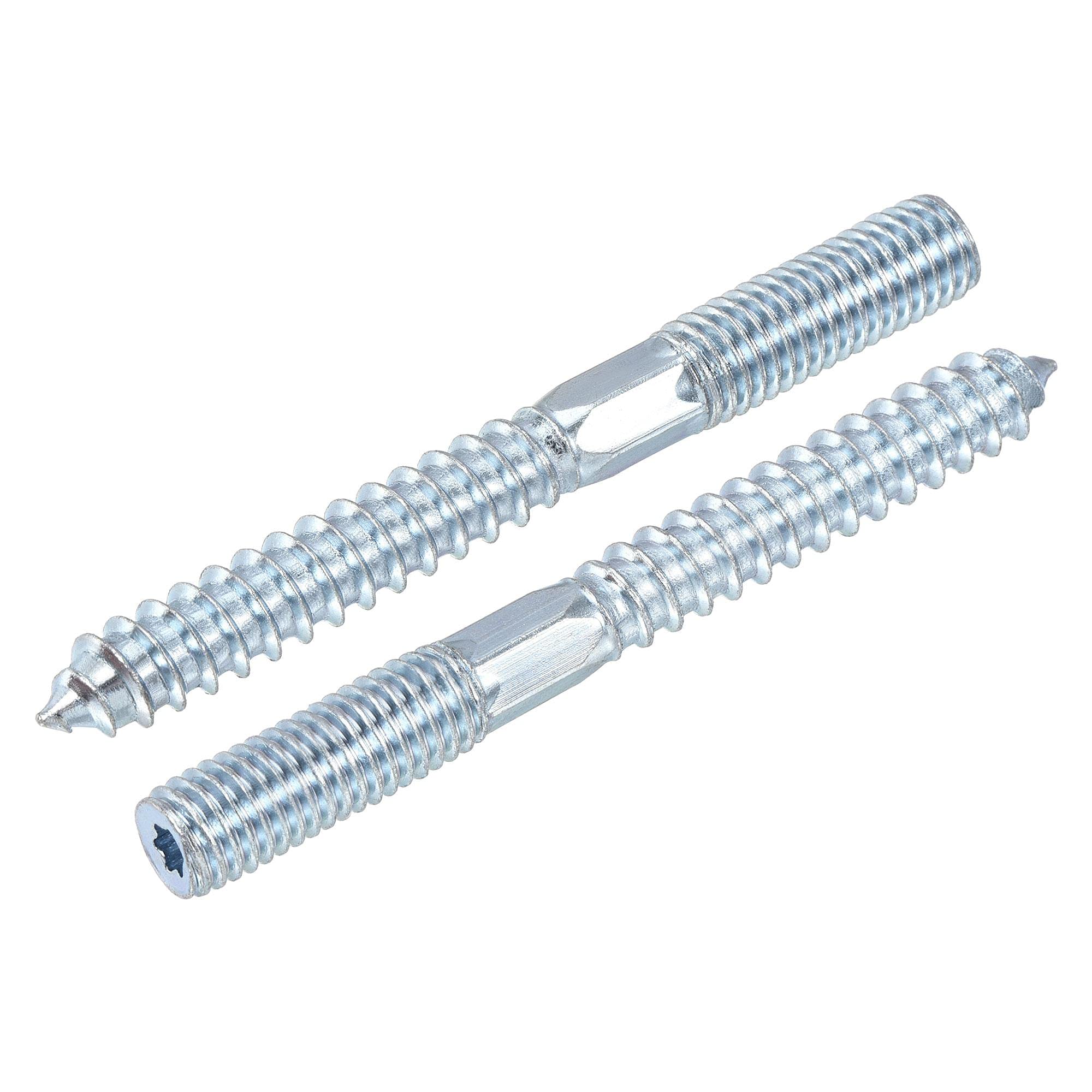 sourcing map M10x28mm Hanger Bolts Double Head Dowel Screw for Wood Furniture 10pcs