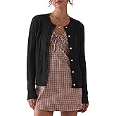 Darong Women's Long Sleeve Cable Knit Cardigan Sweater Fall Winter Open Front Button Up Outfits Fashion Clothes