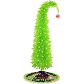 6FT Christmas Tree, Whimsical Pencil Christmas Tree Skirt &amp; Red Ball Decor | Lime Green Christmas Tree for Christmas Decoration, Bendable Artificial Tree, Xmas Tree Easy Assembly, Outdoor &amp; Indoor Decor