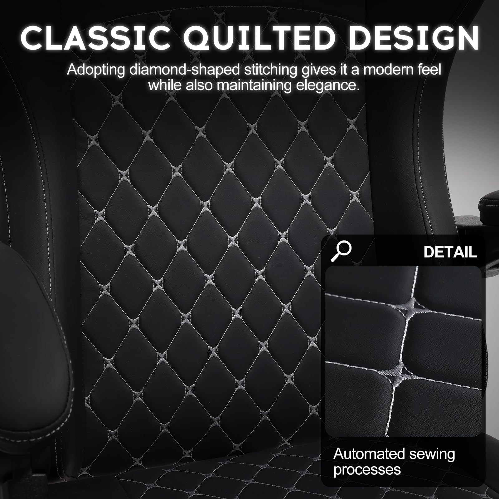 Vittanly Gaming Stuhl mit Frühling Kissen, Ergonomischer Gaming Chair Gamer Stuhl mit Kopfstütze, Lendenkissen und Fußstütze, Höhenverstellbarer Drehbarer Gaming Sessel Bürostuhl 150 kg, Schwarz 5