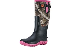 HISEA Women's Mid Calf Rain Boots Waterproof Rubber Boot for Garden Mud Working