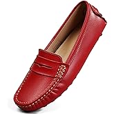 Artisure Women's Classic Comfort Leather Penny Loafers Casual Slip-Ons Lightweight Walking Flats Driving Mocs Boat Shoes