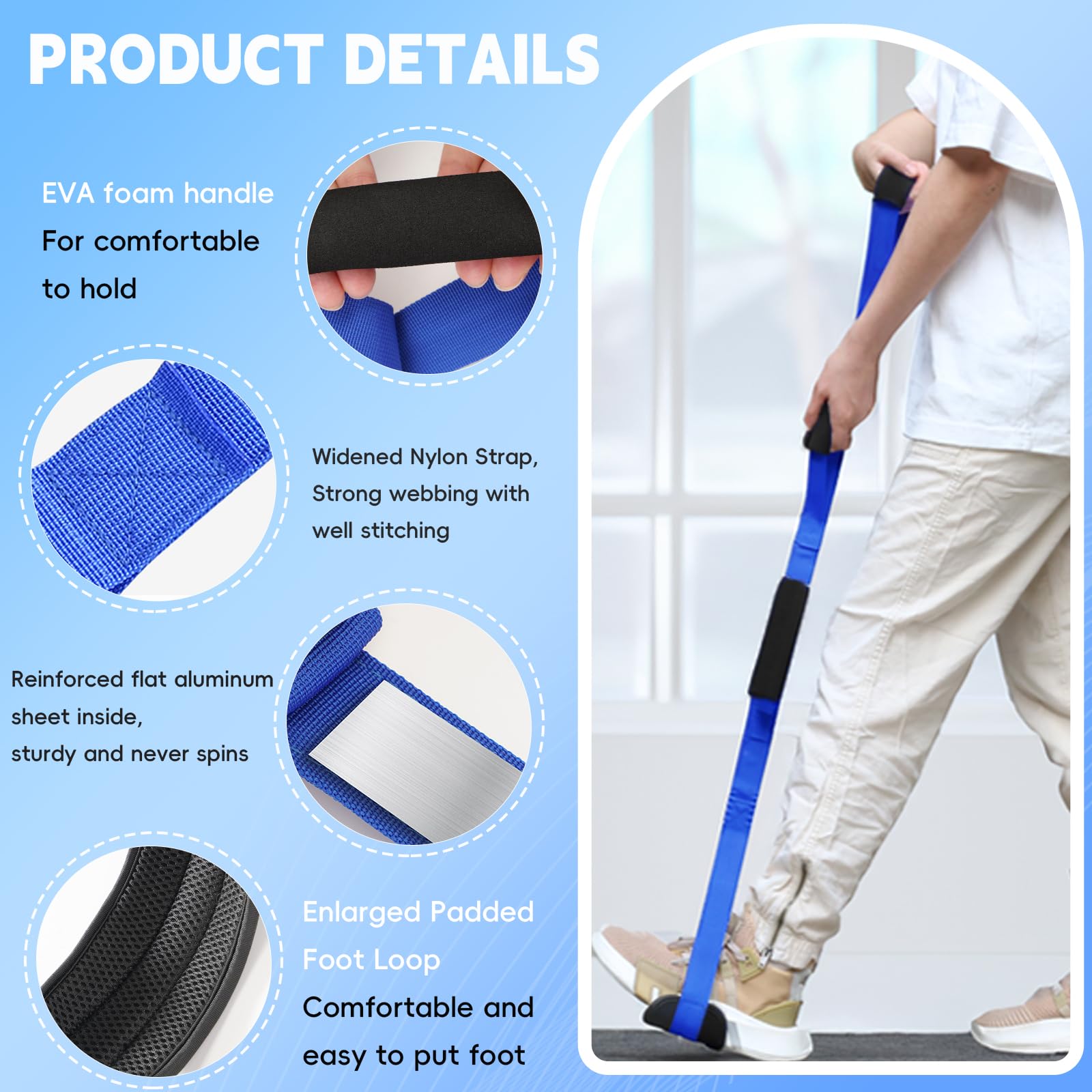 42 Inch Long Leg Lifter, Rigid Leg Lifter Strap With EVA Handgrips &Foot Loop, Leg Lifter After Hip Replacement&Knee Surgery Recovery Aids Kit,Leg Lifters Getting Legs In And Out Of Bed,Car,Wheelchair
