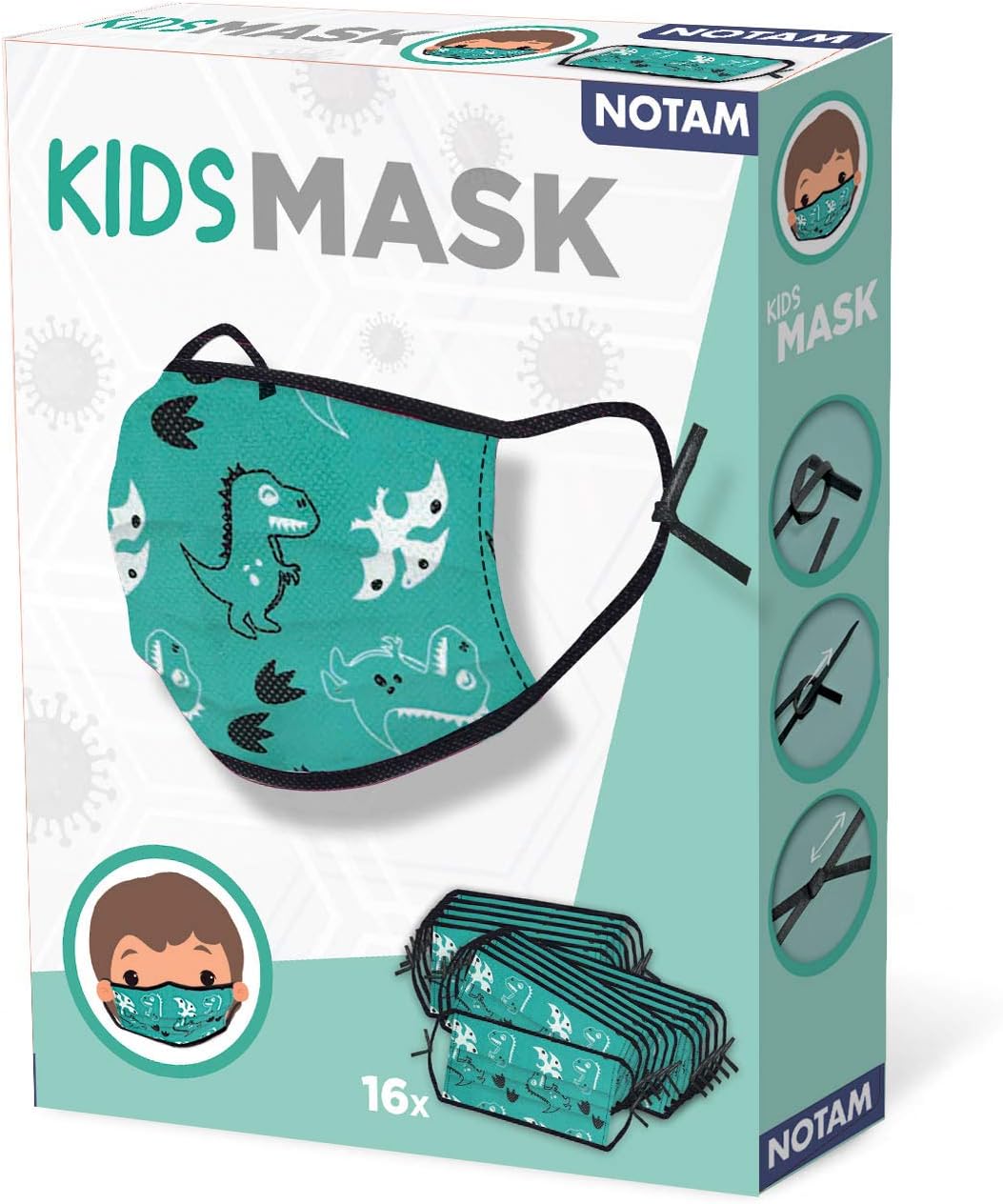 SES creative 89901 Unisex Children's Mouth Nose Mask Green, 1 count (Pack of 16)