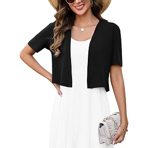 Moodclo Short Sleeve Bolero Shrug Open Front Cropped Cardigan Lightweight Knit V-Neck Soft Comfy 2026