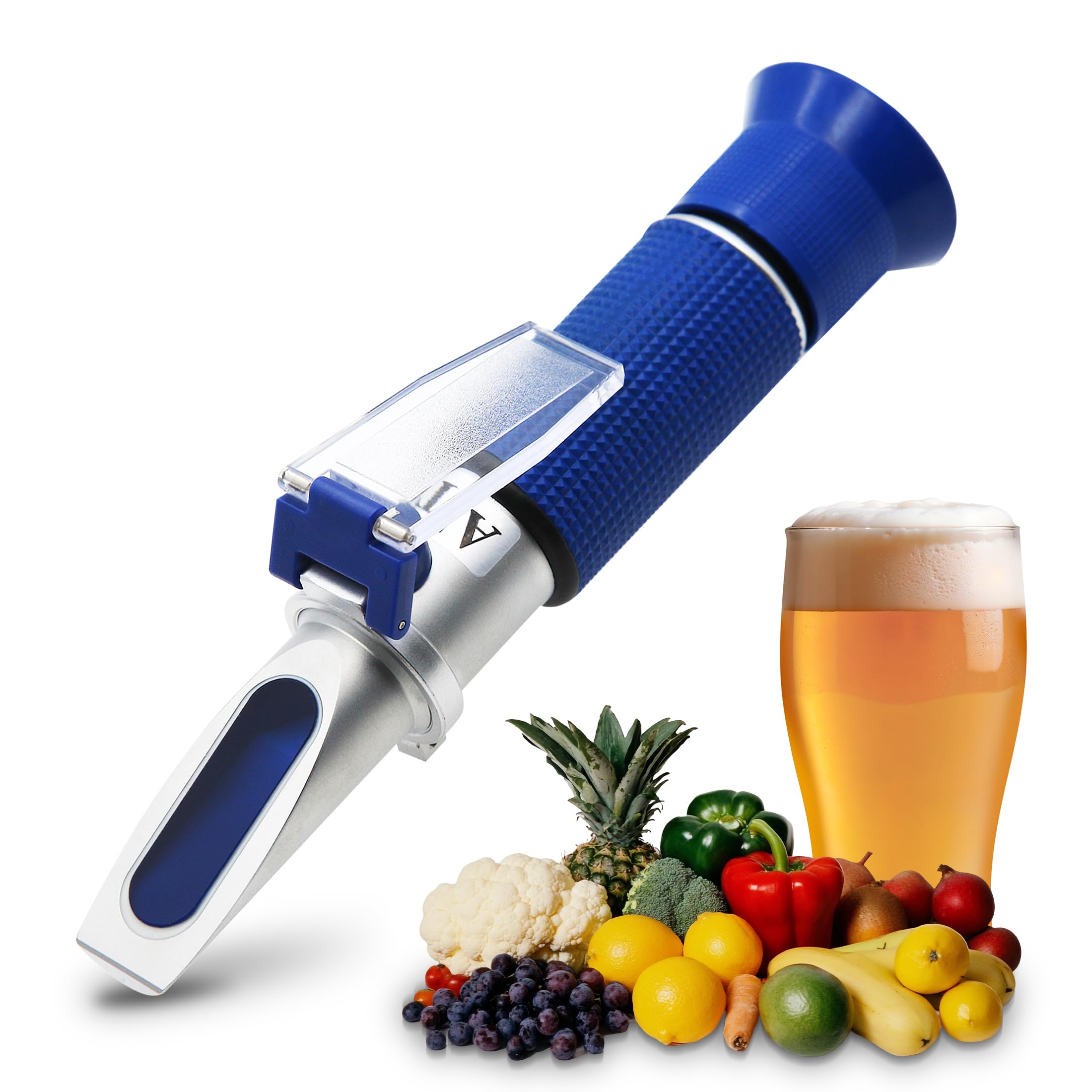 Photo 1 of AMTAST 0-32% Brix Refractometer Specific Gravity 1.000-1.120 Beer Refractometer with ATC Hand Held Brix Refractometer for Fruit Beer, Wine (Made of Copper Not Cheap Aluminum)