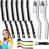 Crevice Cleaning Brush Set (12-Pack) | Multifunctional Grout Brush and Straw Brush, Hard Bristle Scrub Brushes Tools, Non-Slip Handle, Hanging Hole
