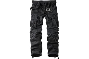 AKHIKING Men's Camo BDU Cargo Tactical Ripstop Casual Lightweight Baggy Combat 100% Cotton Pants with 8 Pockets(No Belt)