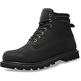 SAFETY LOONG Steel Toe Work Boots for Men, 6-Inch Non Slip Comfortable Leather Waterproof Industrial Construction Safety Workboots