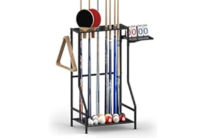 YBING Pool Stick Holder - Pool Stick Stand for 10 Sticks, Pool Stick Rack, Floor Cue Stick Holder, Billiard Cue Rack, Pool Table Accessories, Bamboo Black