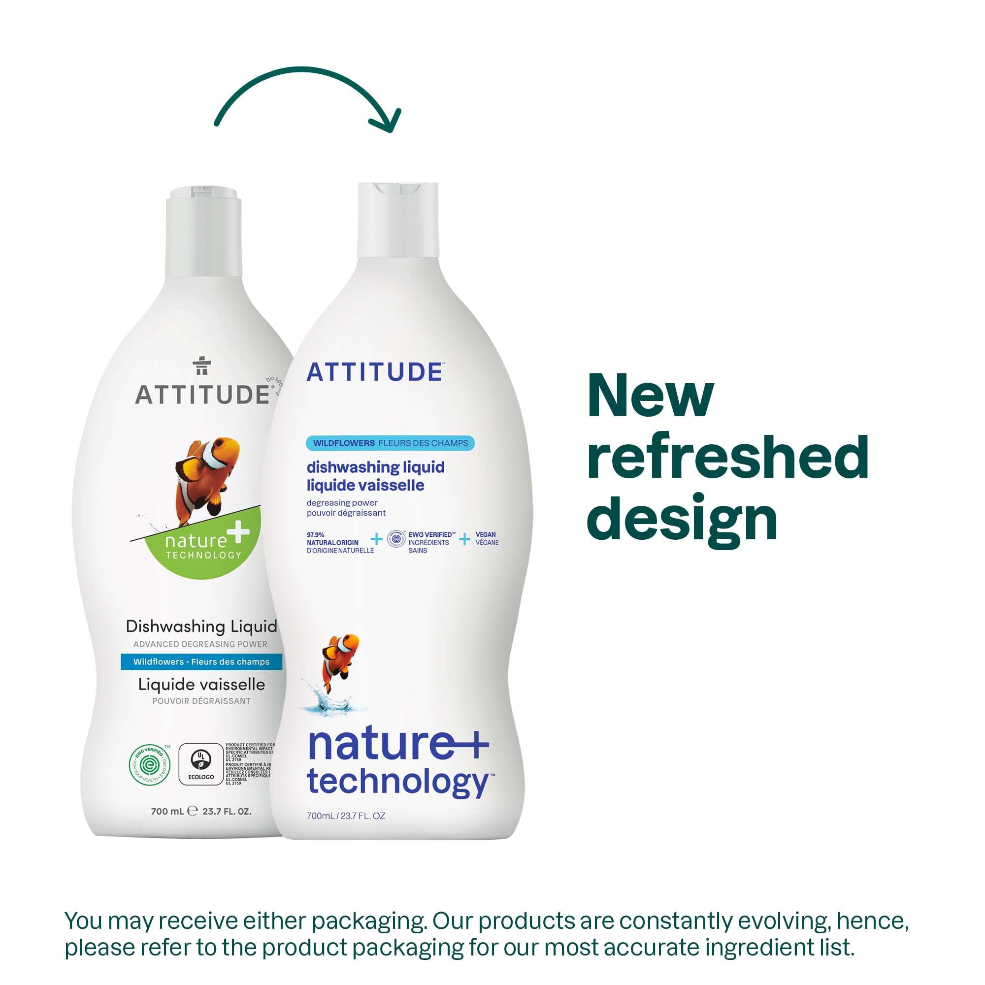 ATTITUDE Dish Soap, EWG Verified, Plant-Based & Vegan Dishwashing Liquid, Naturally Derived, Wildflowers Scent, 23.7 Fl Oz