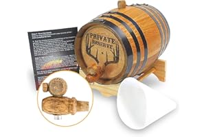 Red Head Barrels - 2L (1/2 gallon) Engraved (Buck Rack) Distillery-Grade, American White Charred Oak Barrel for Aging Whiskey, Rum, Tequila, Brandy & More, Small Mini Barrel for Whiskey Making