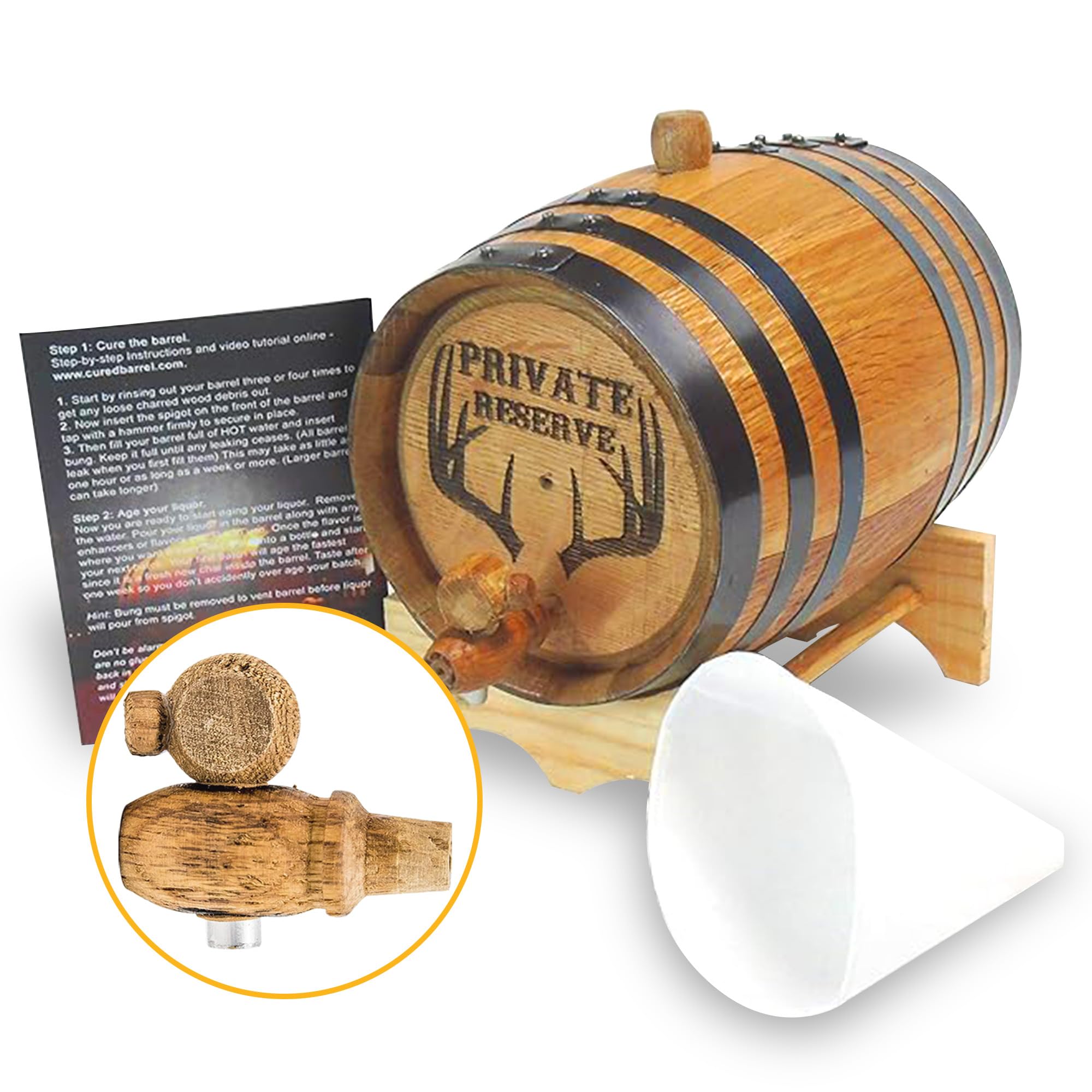 Red Head Barrels Engraved 2 Liter Charred American White Oak Aging Barrel (Buck Rack Private Reserve)