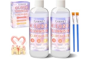 TJINHEZ Air Dry Clay Glaze & Polymer Clay Varnish - 7oz/200ml Gloss Clay Sealant, Waterproof & Scratch Resistant Clay Glaze for Air Dry Clay Prevents Cracking, Wear & Enhances Gloss for Pottery & Sculptures