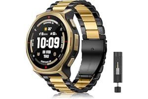 CeiLarv Metal Watch Band for Amazfit T-Rex 3 Pro 44mm Band Beautifully Polished Stainless Steel Replacement Strap for Amazfit