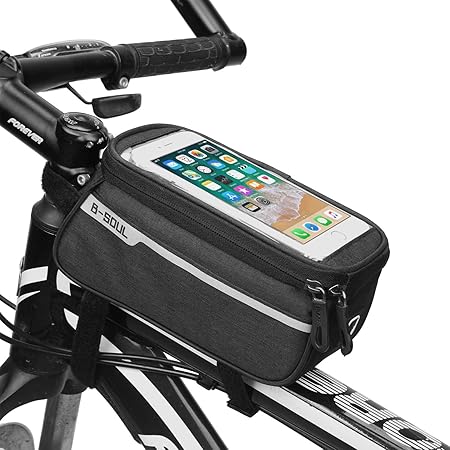 Fahrradrahmentasche, Fahrraddachrohr Wasserdichte Tasche, TPU-Touchscreen, Fahrrad-Telefonhalter für iPhone XS MAX XR X 8 7 6