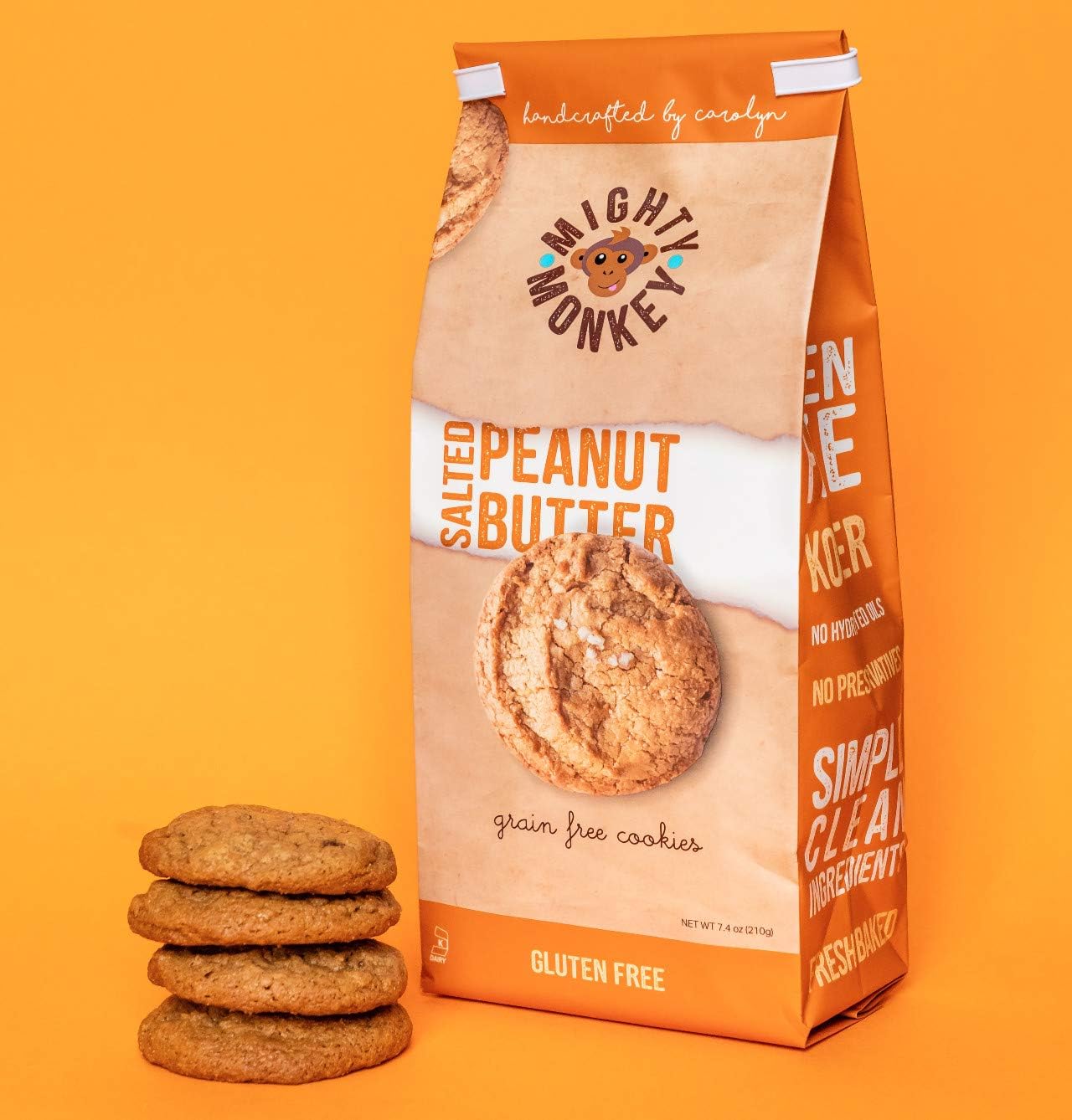 Mighty Monkey Salted Peanut Butter Cookies, 7.4 OZ