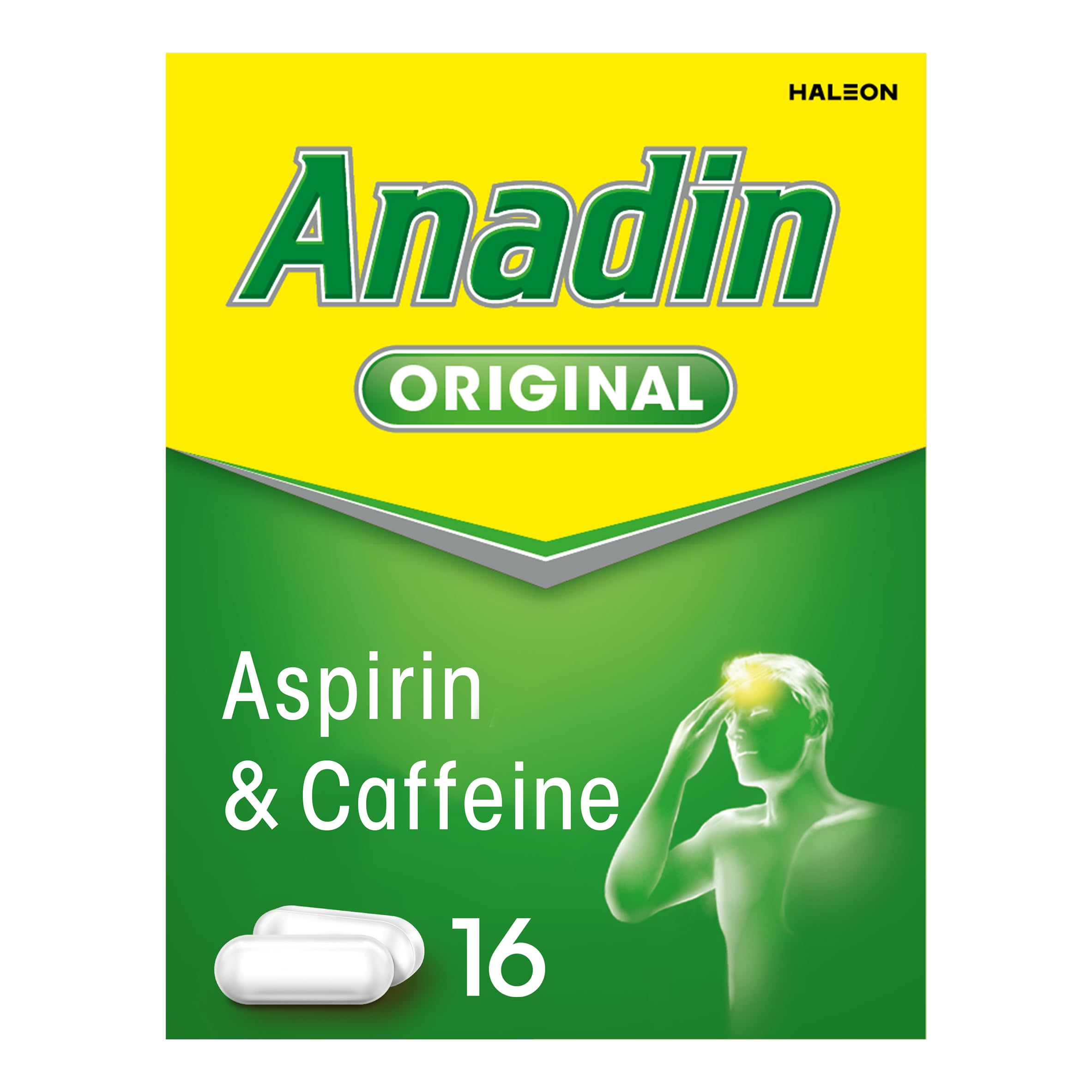 Anadin Original Pain Relief Tablets - Aspirin & Caffeine Tablets - Pack of 16