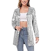 Anna-Kaci Women's Open Front Sequin Coat Las Vegas Blazer Party Club Cocktail Jacket Outerwear