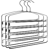 Multi-Layer Metal Pants Hangers, 3 Pack, 5 Swing Arms, Non-Slip