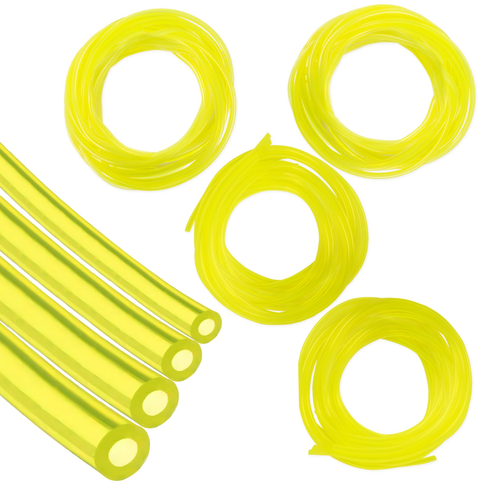 4 Sizes Strimmer Fuel Pipe,Universal Strimmer PartsFuel Line Hose Tube for Poulan Craftman Outdoor Chainsaws, Lawn Mowers, Snow Blowers, Water Pumps and Small Engines-Yellow