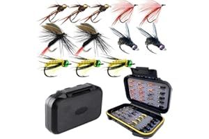 45Pcs Kit Assorted Trout Fly Fishing Flies /Waterproof Fly Box/Nymphs Flies Wet Flies Streamer Hopper and Dry Flies (Set2)